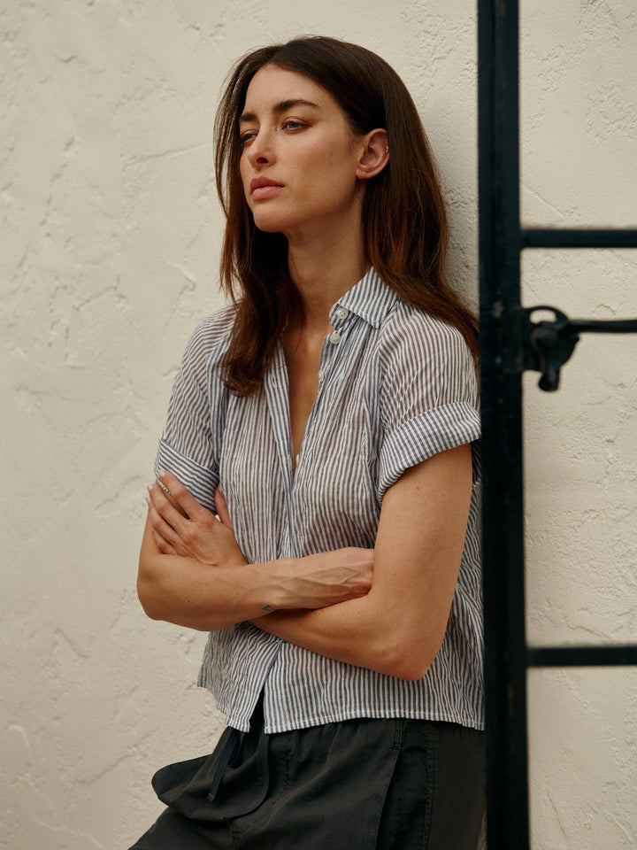 Pharaoh – Halle Shirt in Marin Stripe Washed Black