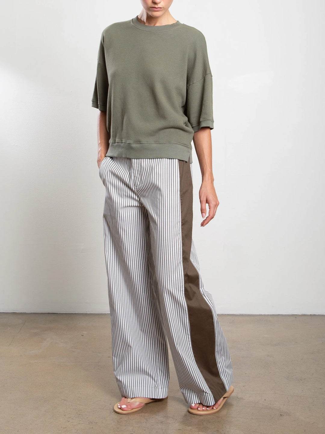 Pharaoh – Wes Organic Cotton Pant in Olive Stripe