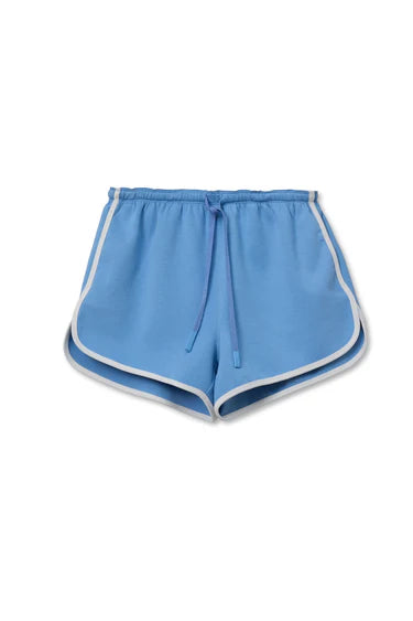 Perfect White Tee – Leo Dolphin Shorts in Pacific Blue and Bright Ivory