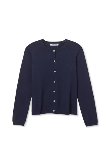 Perfect White Tee - Moira Cotton Cashmere Cardigan in Navy