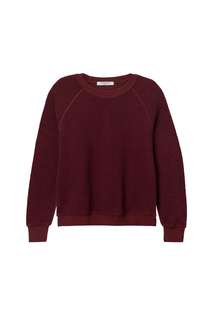 Perfect White Tee - Ziggy Reverse Fleece Shrunken Crewneck in Dark Burgundy