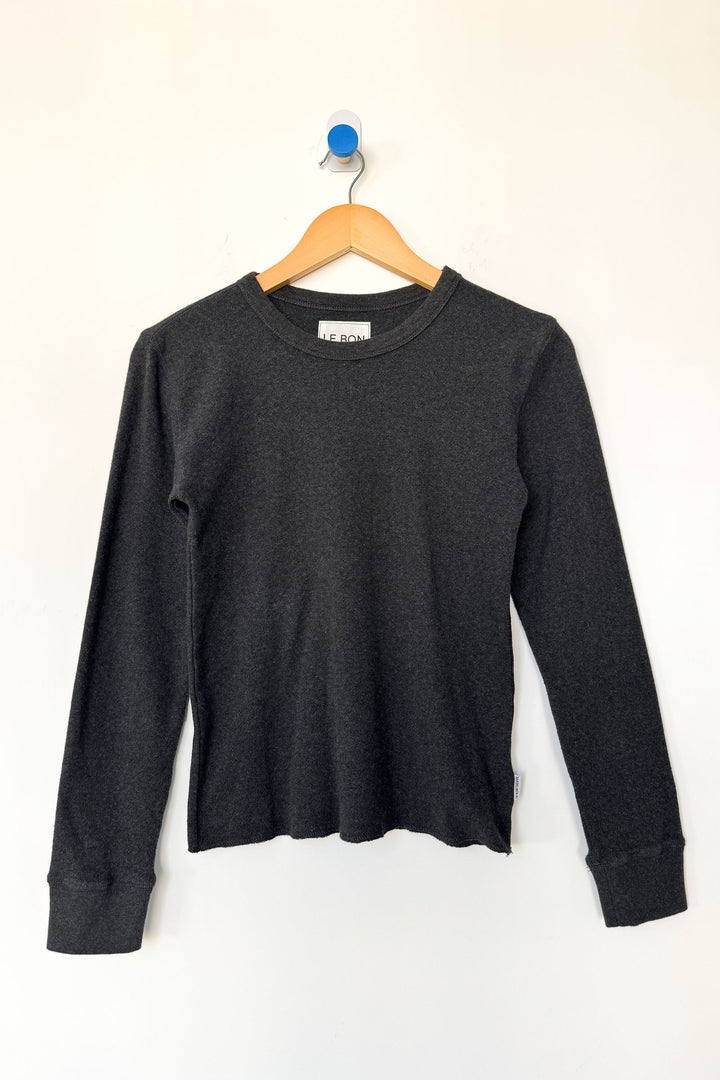 Le Bon Shoppe - Pointelle Fundamental Long Sleeve Tee in Charcoal