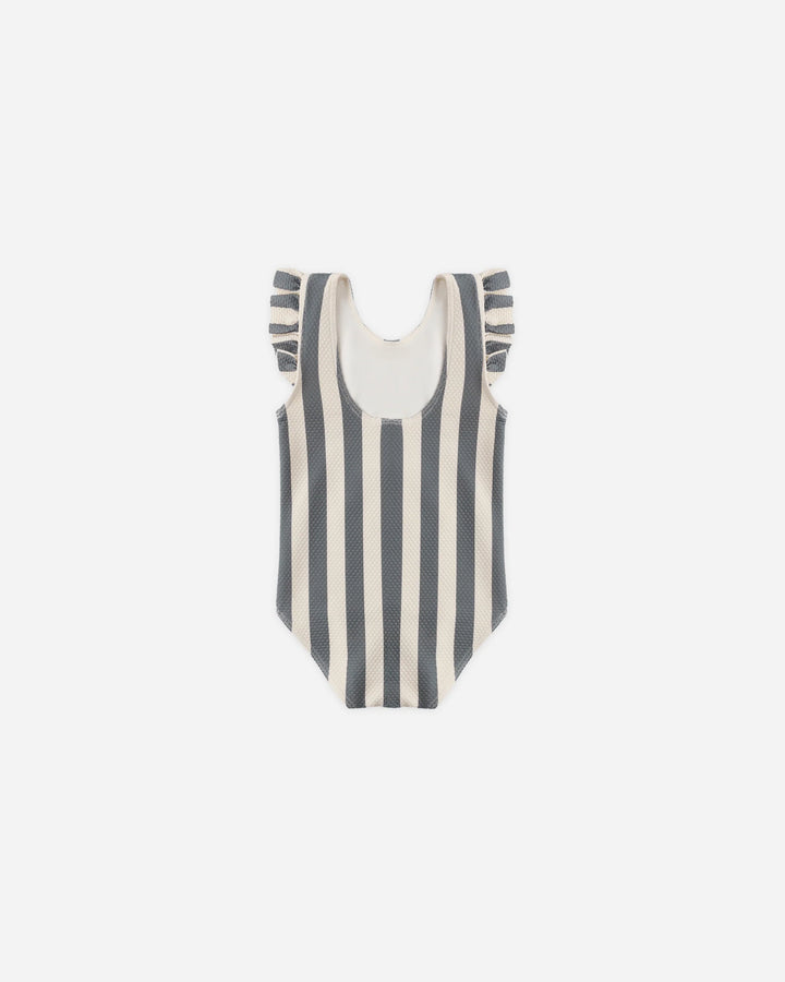 Quincy Mae - Scoop Back One Piece Swimsuit in Retro Ocean Stripes
