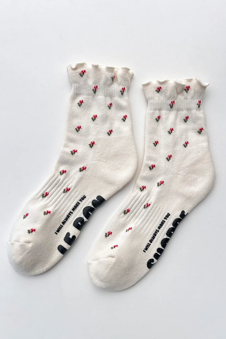 Le Bon Shoppe - Ruffled Hugger Crew Sock in Petal