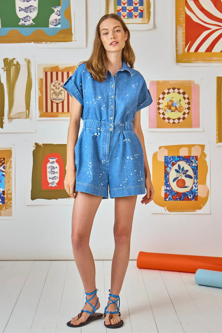 Hunter Bell - Reed Jumpsuit in Island Mist Denim