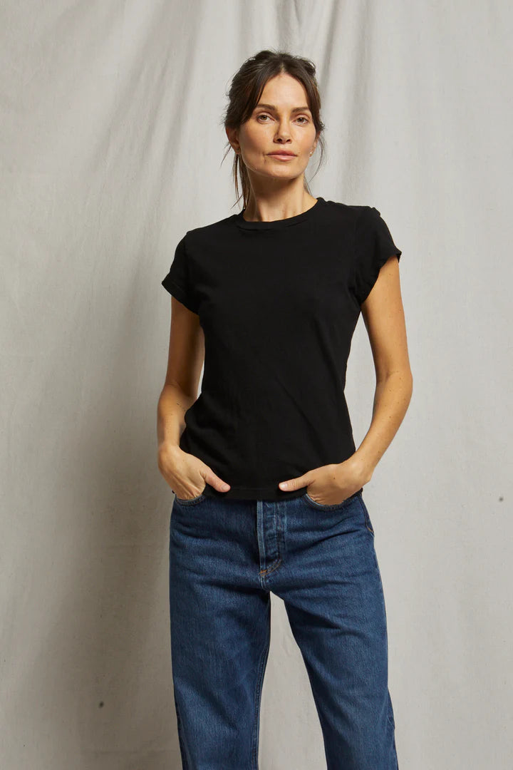 Perfect White Tee – Sheryl Recycled Baby Tee in True Black