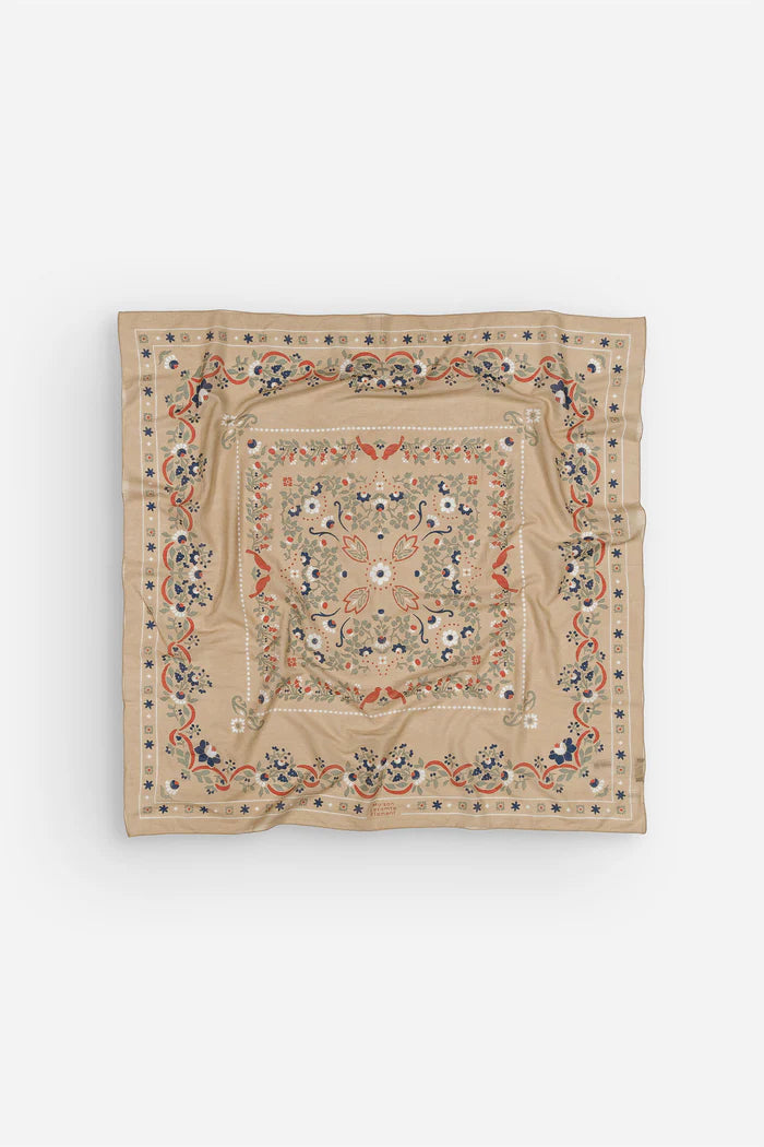 Maison Lecomte Flament – Cotton Bandana Scarf in Secret Garden Crema