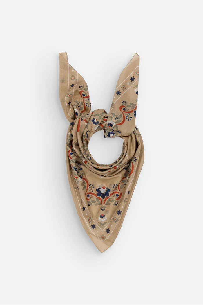 Maison Lecomte Flament – Cotton Bandana Scarf in Secret Garden Crema