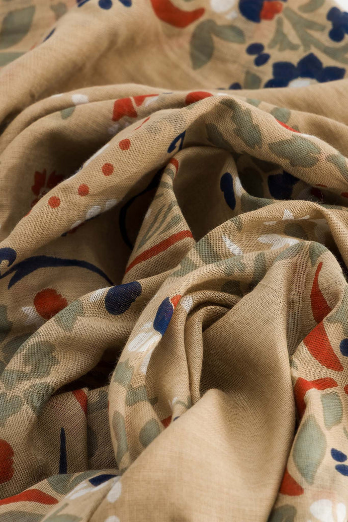 Maison Lecomte Flament – Cotton Bandana Scarf in Secret Garden Crema