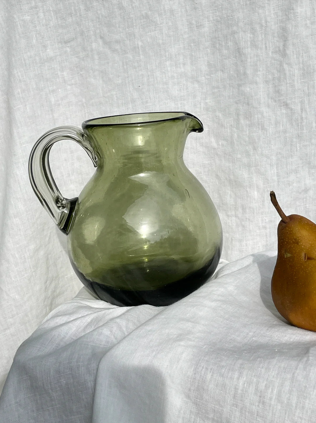 Villa Lua - Handblown Bola Pitcher in Olive Green