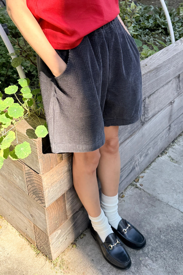 Le Bon Shoppe - City Shorts in Soft Corduroy Charcoal
