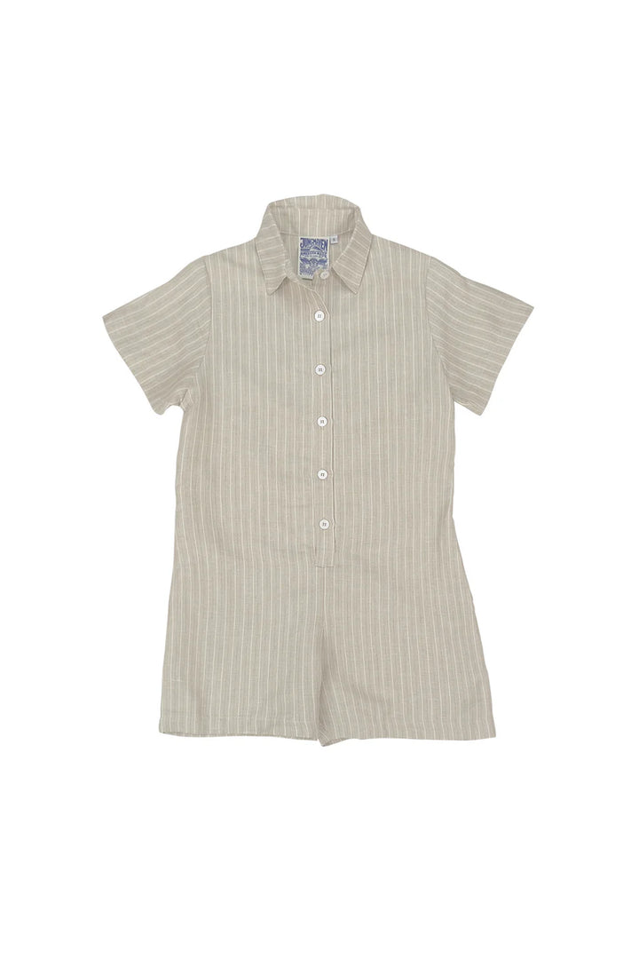 Jungmaven – Stillwater Short Romper in Beige Stripe