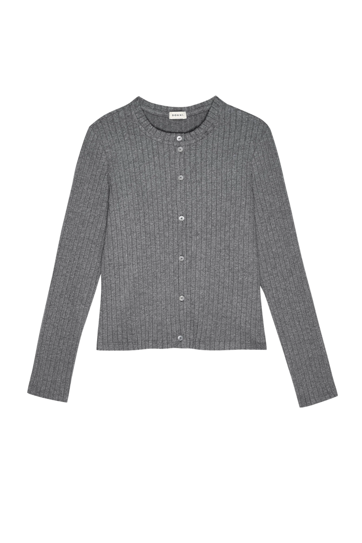 DONNI – Sweater Rib Cardi in Charcoal Grey