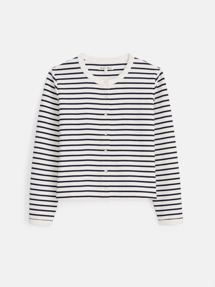 Alex Mill – Coco Sport Striped Cardigan in Ivory and Navy