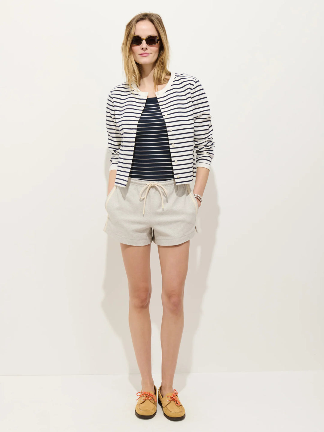 Alex Mill – Coco Sport Striped Cardigan in Ivory and Navy
