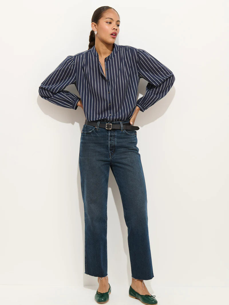 Alex Mill – Ali Striped Top in Cotton Viole in Navy