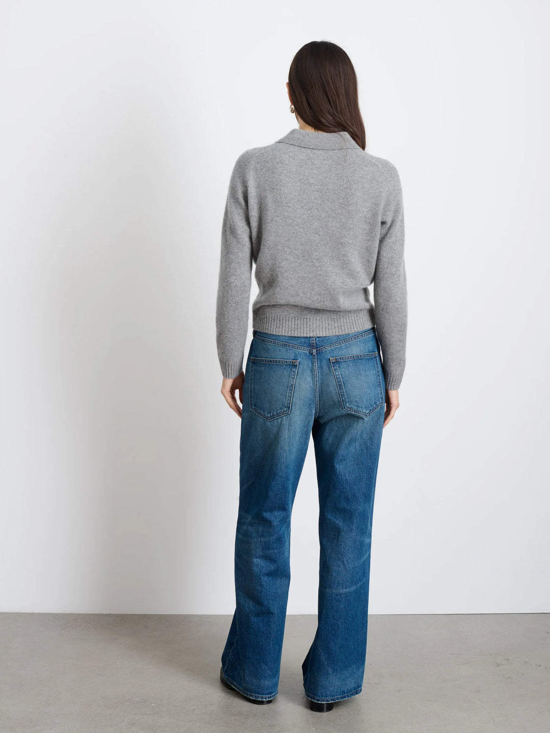 Alex Mill – Alice Cashmere Polo in Heather Grey