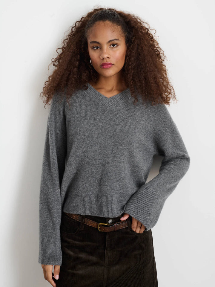Alex Mill - Rowan V-Neck Cashmere Sweater in Sterling Grey