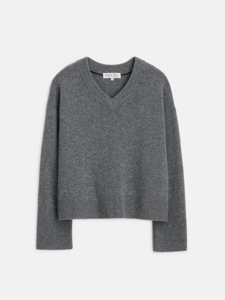Alex Mill - Rowan V-Neck Cashmere Sweater in Sterling Grey