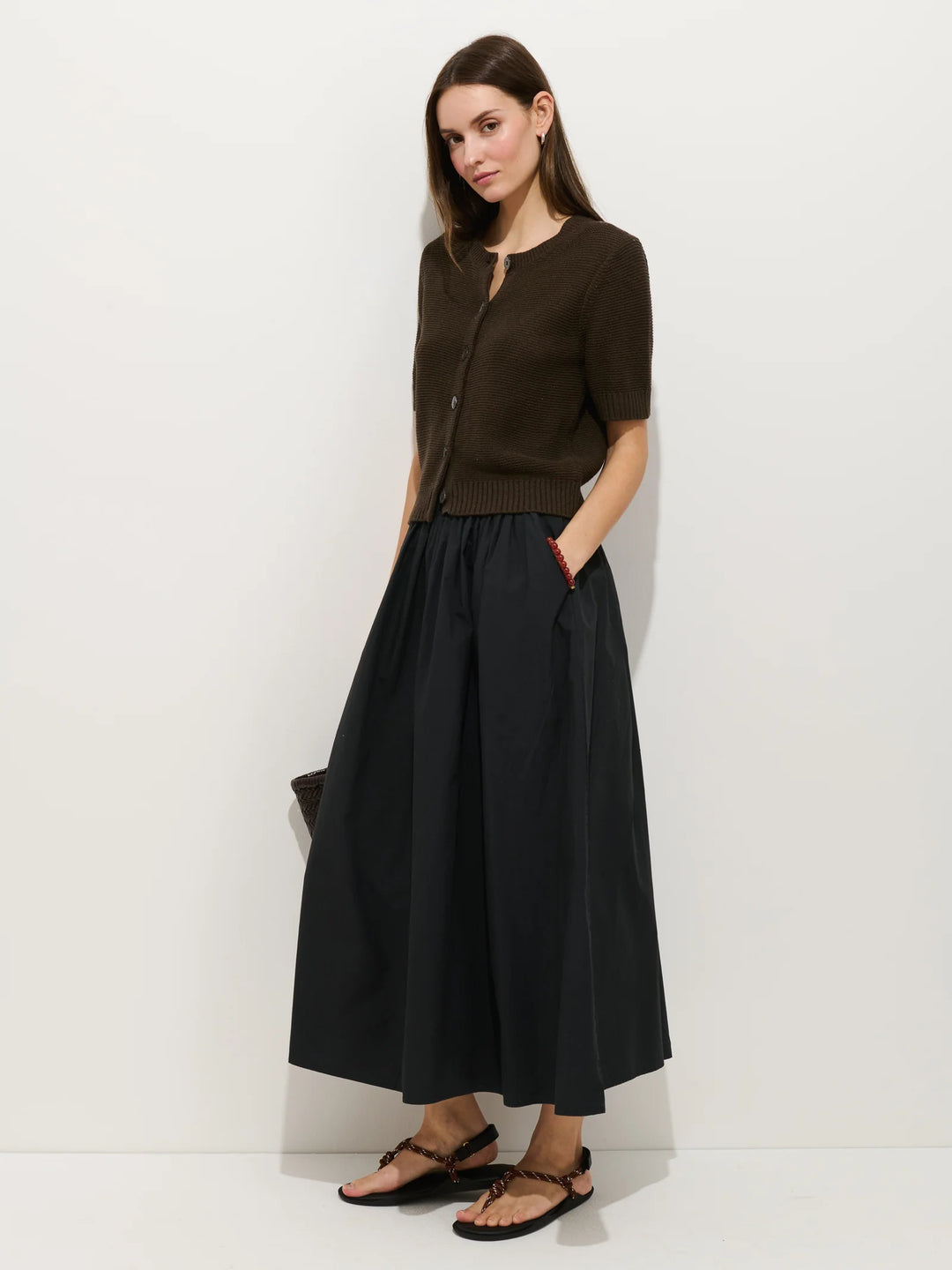 Alex Mill – Elle Linen Cotton Cardigan in Roasted Bean