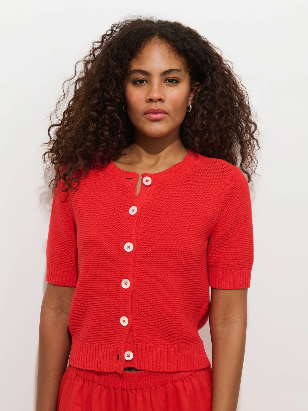 Alex Mill – Elle Linen Cotton Cardigan in Tomato