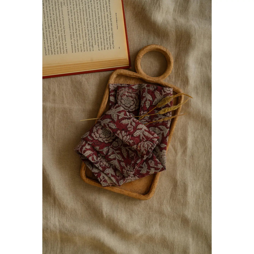Minimalist Linen Rio Napkin in Rio Red Block Print