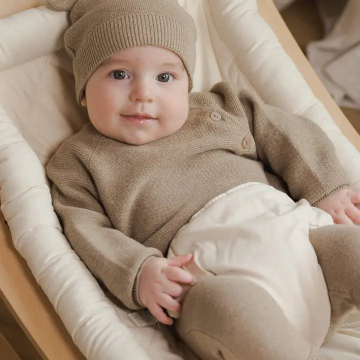 Quincy Mae – Baby Bear Beanie in Heathered Mocha