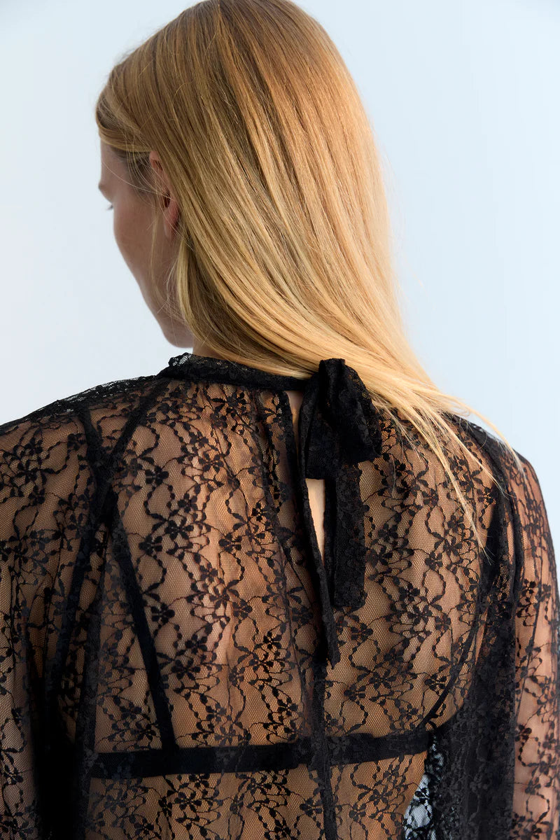 The New Society – Anita Sheer Blouse in Eclipse Noir