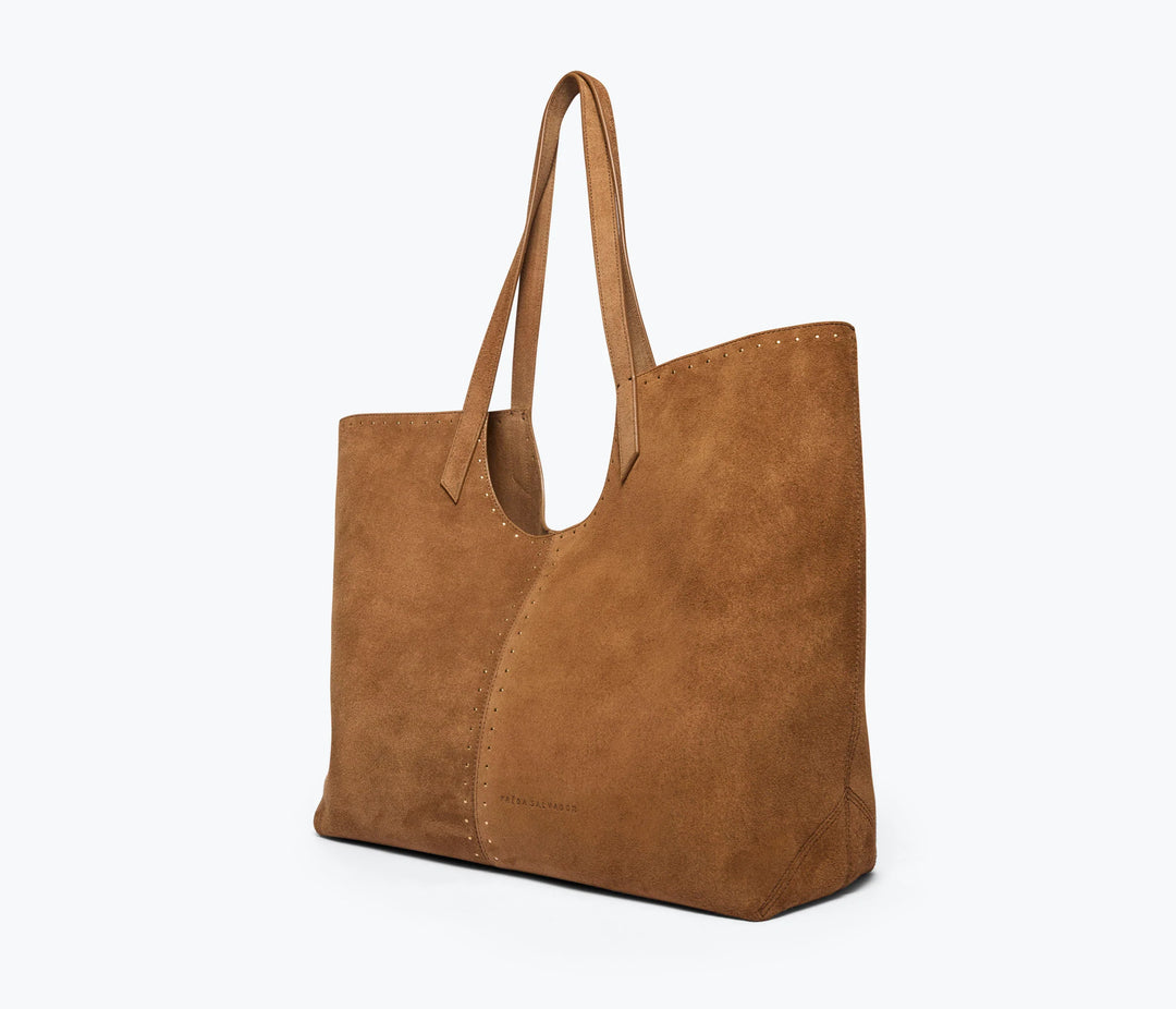 Freda Salvador - Avery Bag in Saddle Suede with Studs