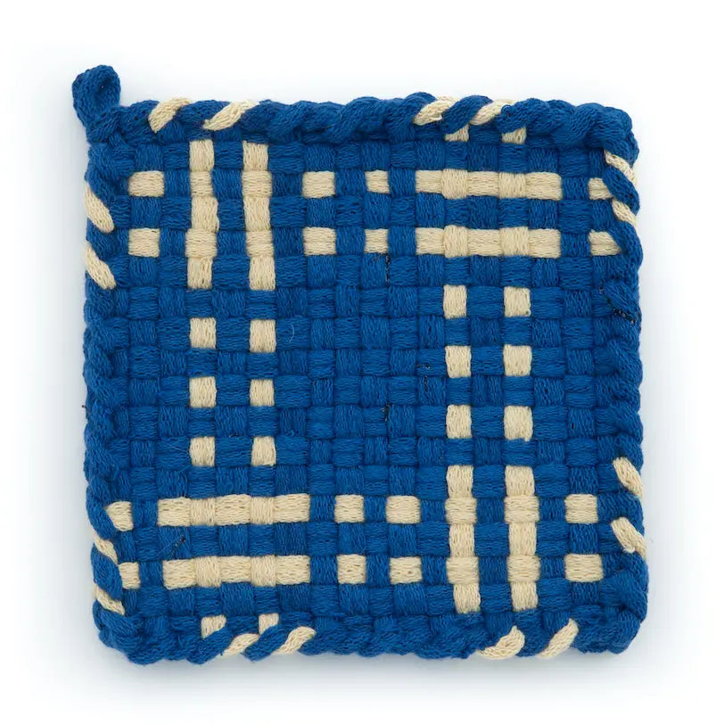 Pot Holder in Blue and Daffodil
