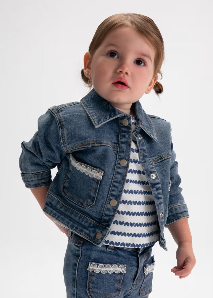 Mayoral – Jacket in Dark Denim with Lace