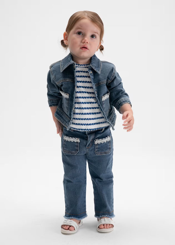 Mayoral – Jacket in Dark Denim with Lace