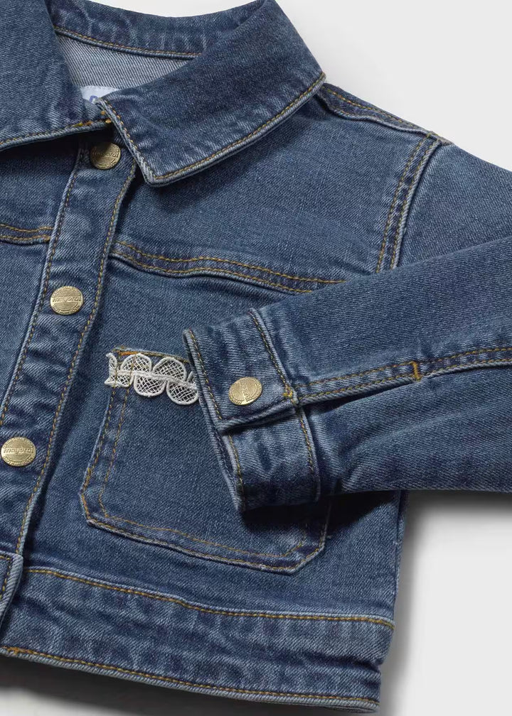 Mayoral – Jacket in Dark Denim with Lace