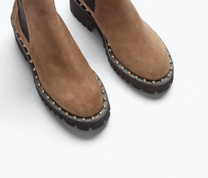 Freda Salvador – Bailey Water Resistant Ankle Boot in Sesame Suede