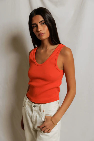 Perfect White Tee - Blondie Tank in Clementine