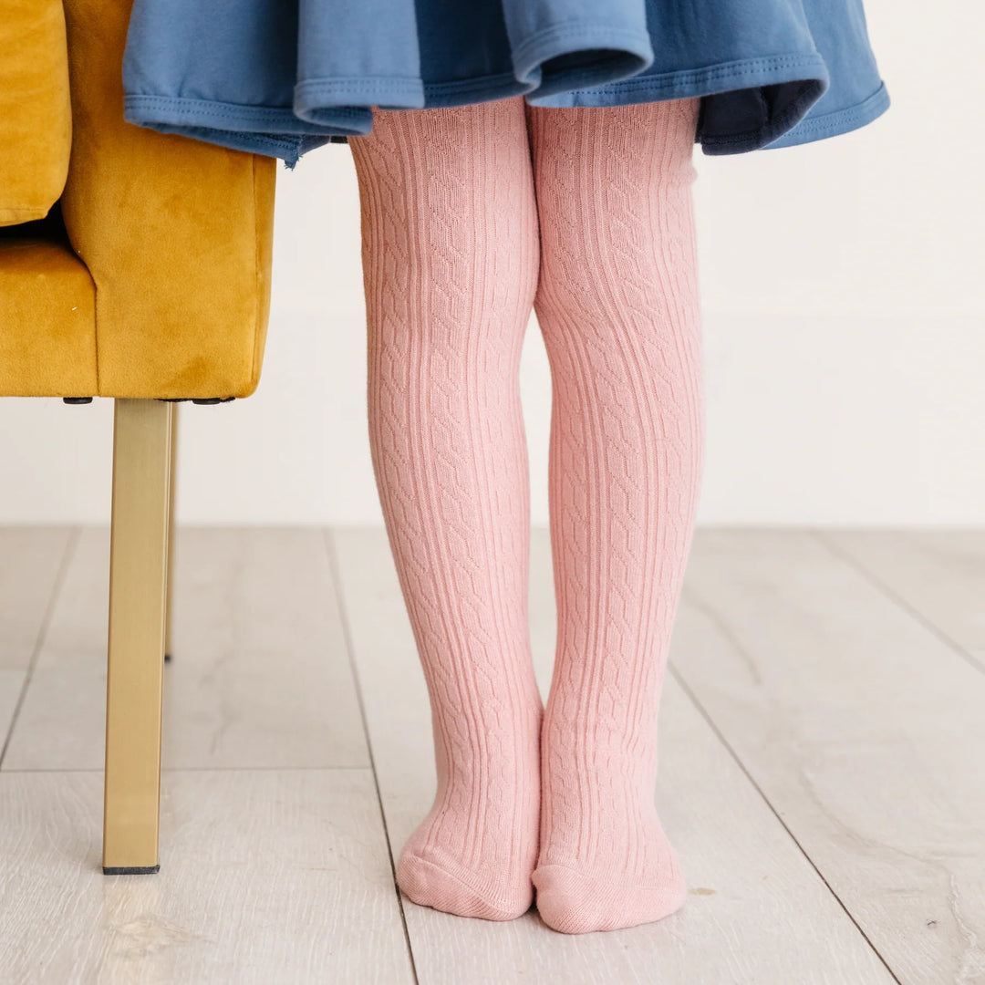 Little Stocking Co. - Cable Knit Tights in Blush Pink