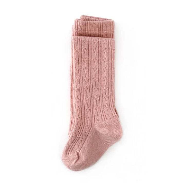 Little Stocking Co. - Cable Knit Tights in Blush Pink