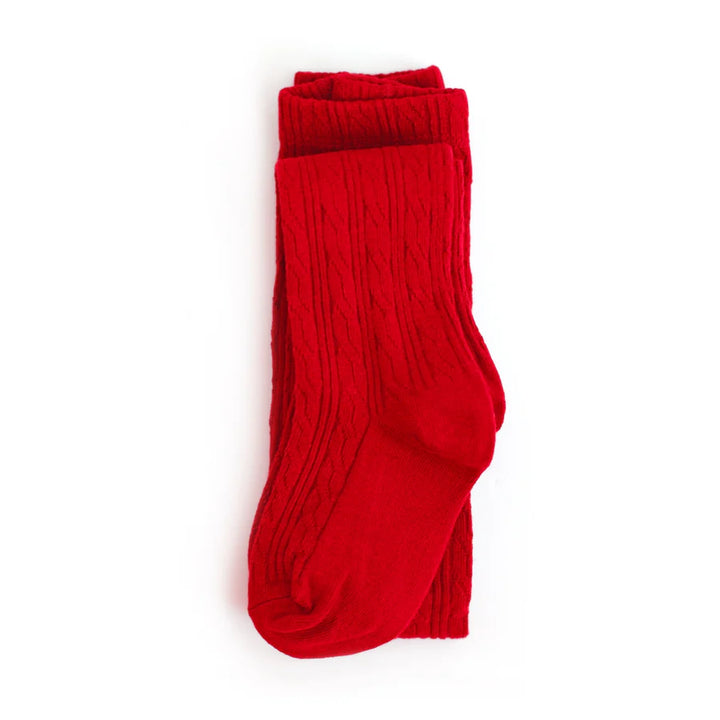 Little Stocking Co. - Cable Knit Tights in Bright Red