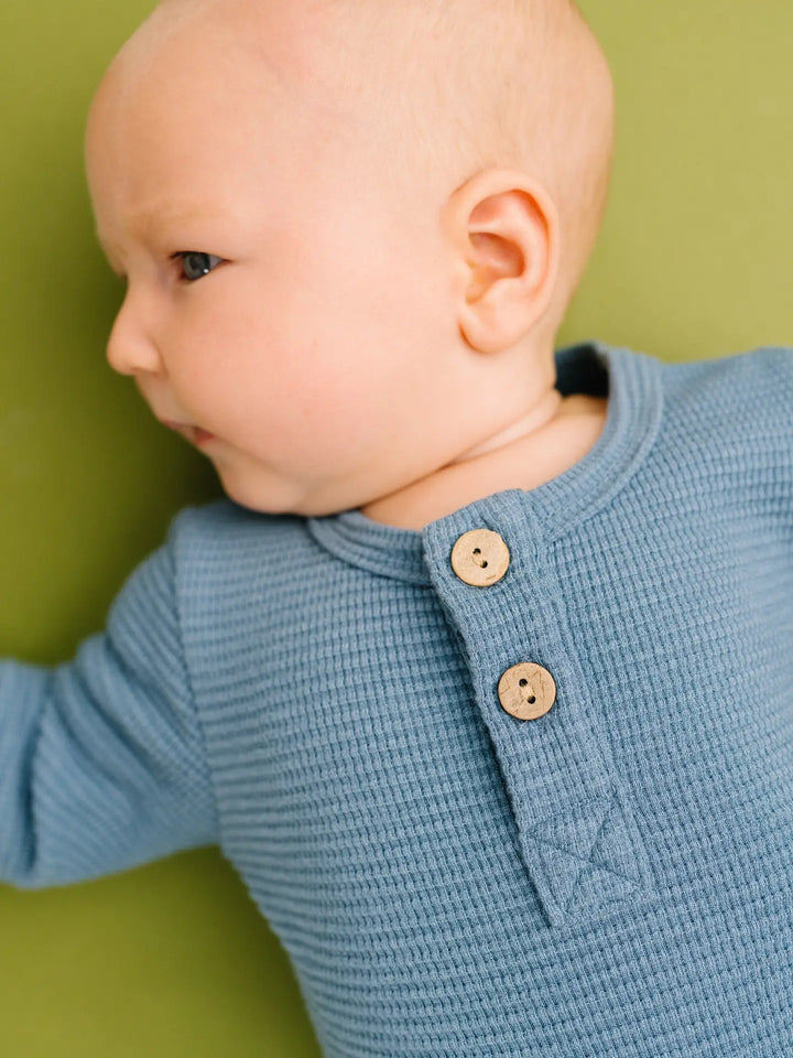 Little One Shop – Cozy Waffle Set in Dusty Blue