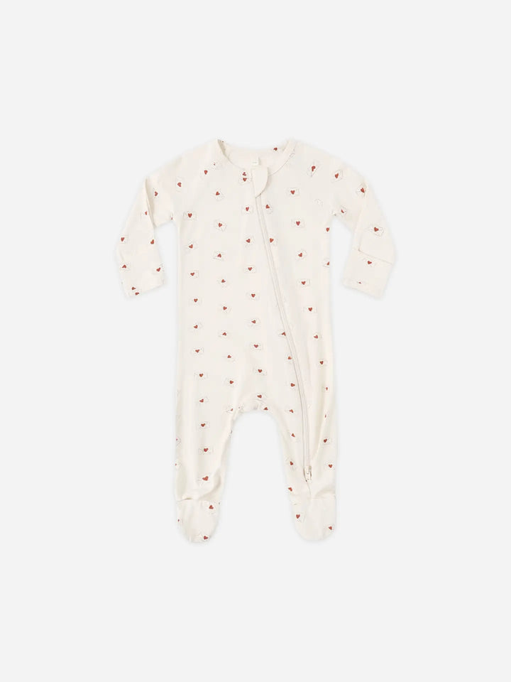 Quincy Mae – Bamboo Zip Footie in Valentine