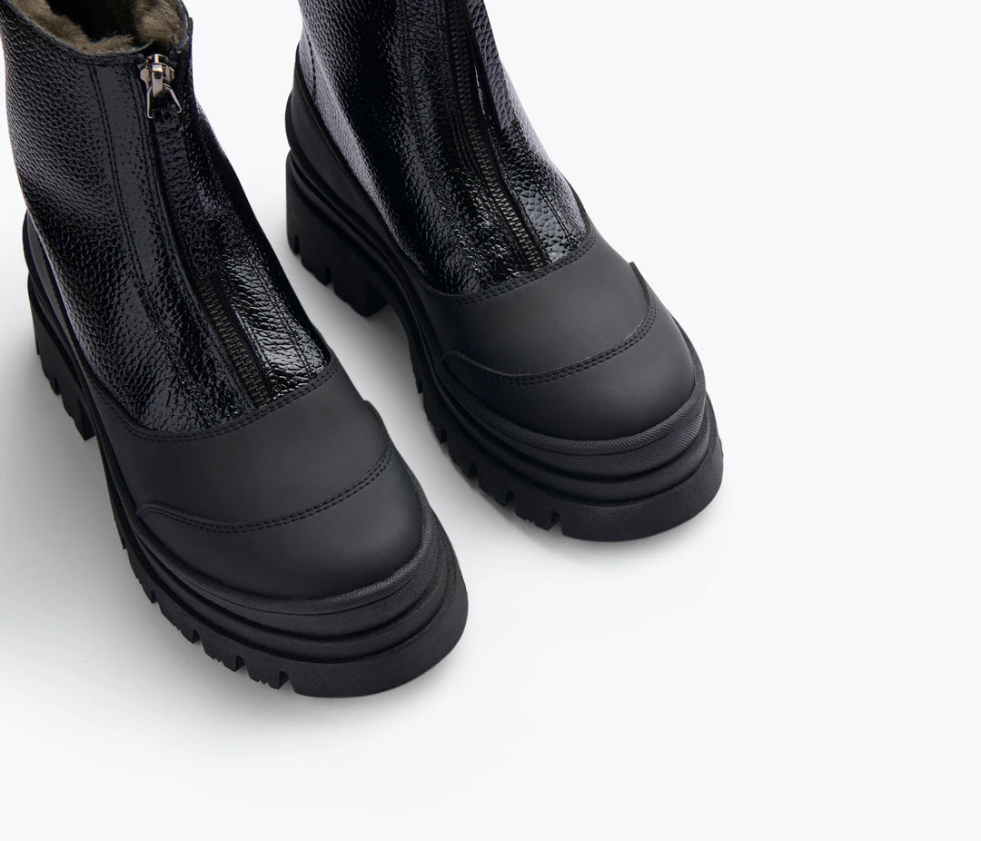 Freda Salvador – Caleb Shearling Lug Sole Boot in Pebbled Calf