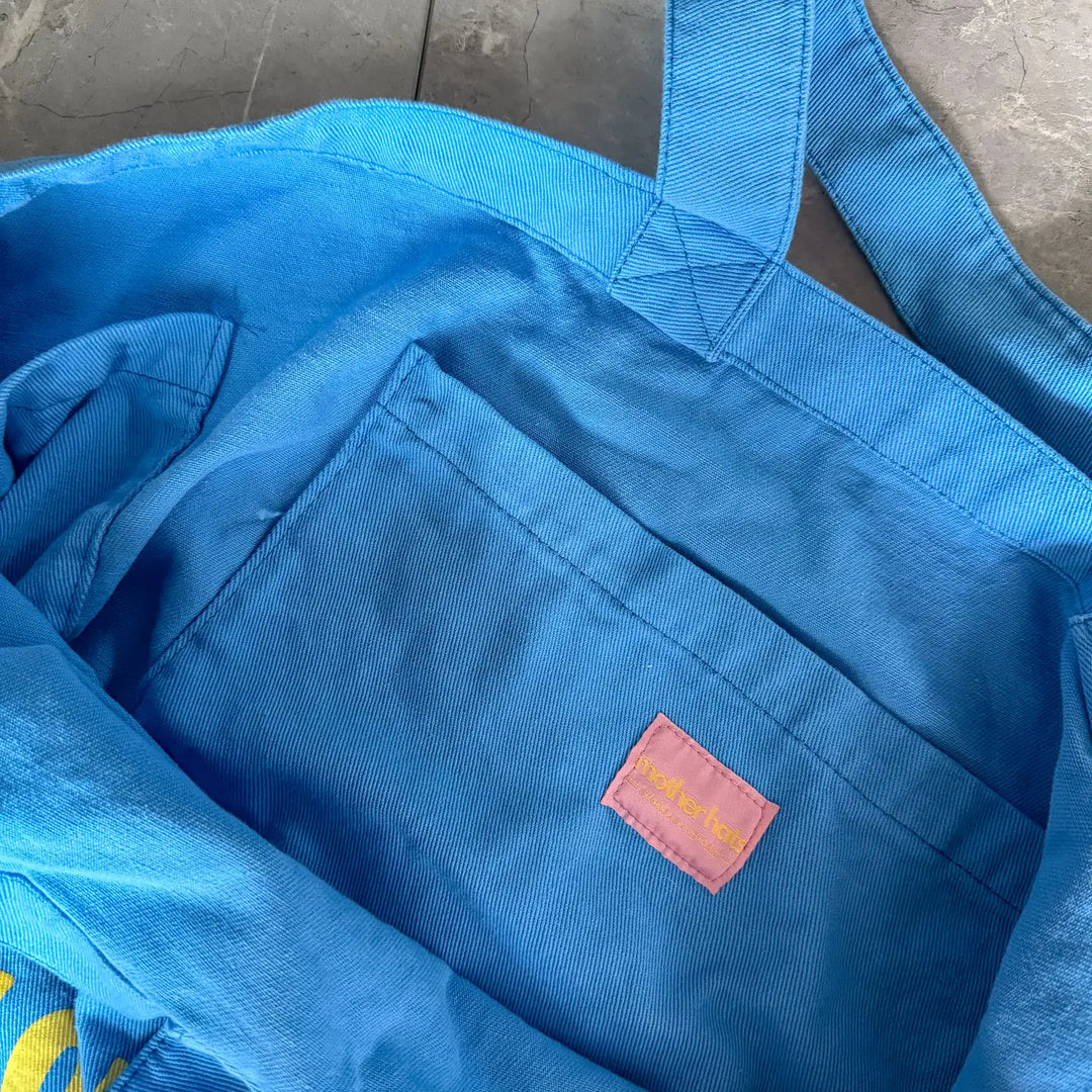 Support Your Local Mother Oversized Tote Bag in Blue