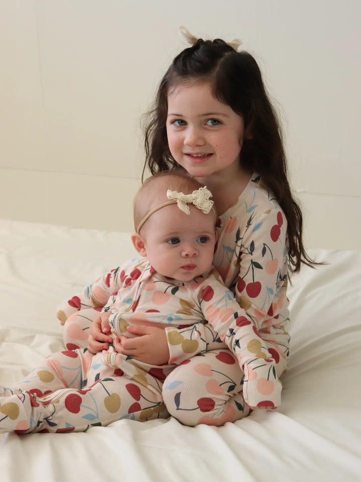 Honeycomb Goods - Sweet Cherries Two Piece Pajamas in Cherries