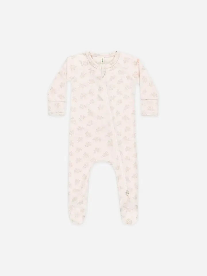 Quincy Mae - Modal Zip Footie Pajamas in Pink Blossom
