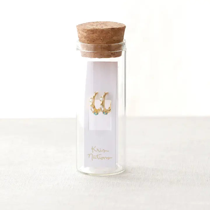 Kris Nations – Seaside Spark Huggie Hoops in 18K Gold Vermeil