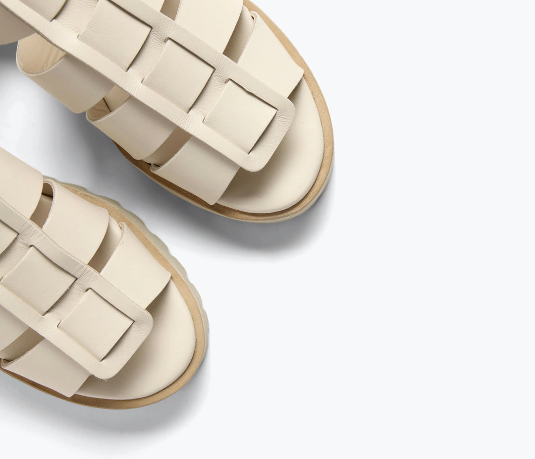 Freda Salvador – Darya Lug Sole Fisherman Sandal in Bone Calf