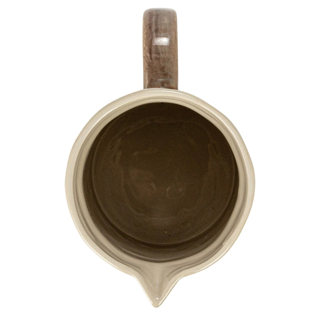Brown & Cream Stoneware Stripe Pitcher