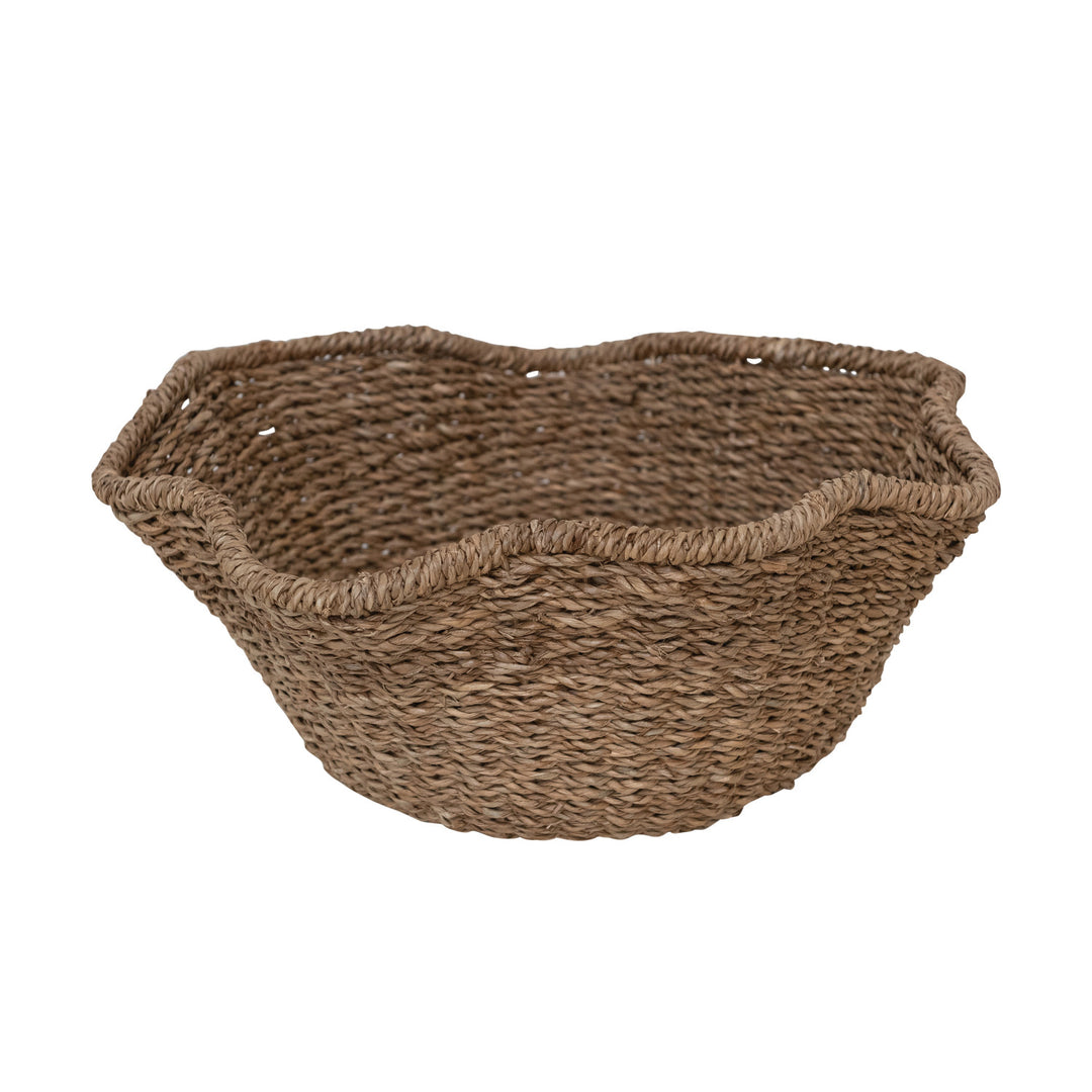 Rattan Ruffled Basket in Natural