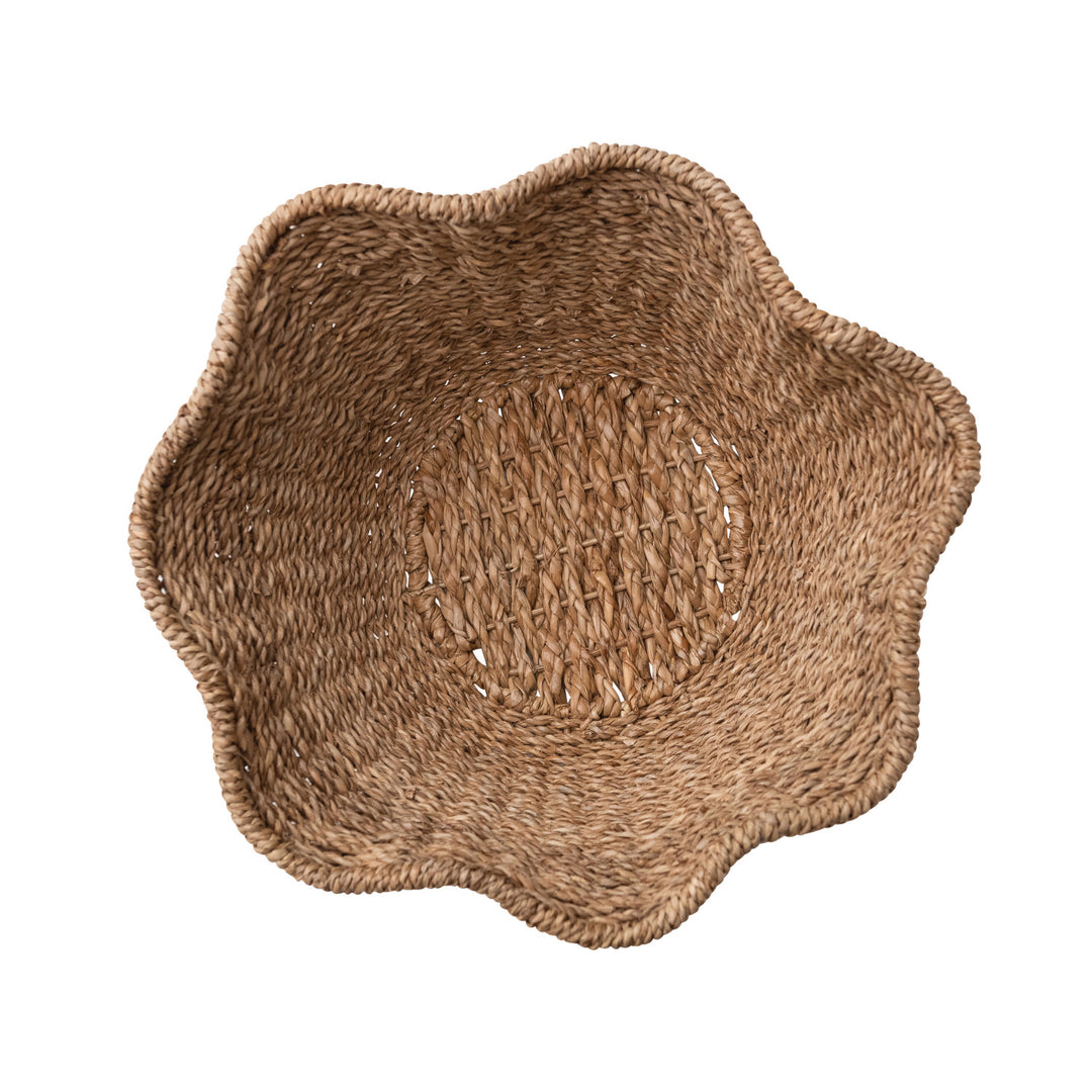 Rattan Ruffled Basket in Natural