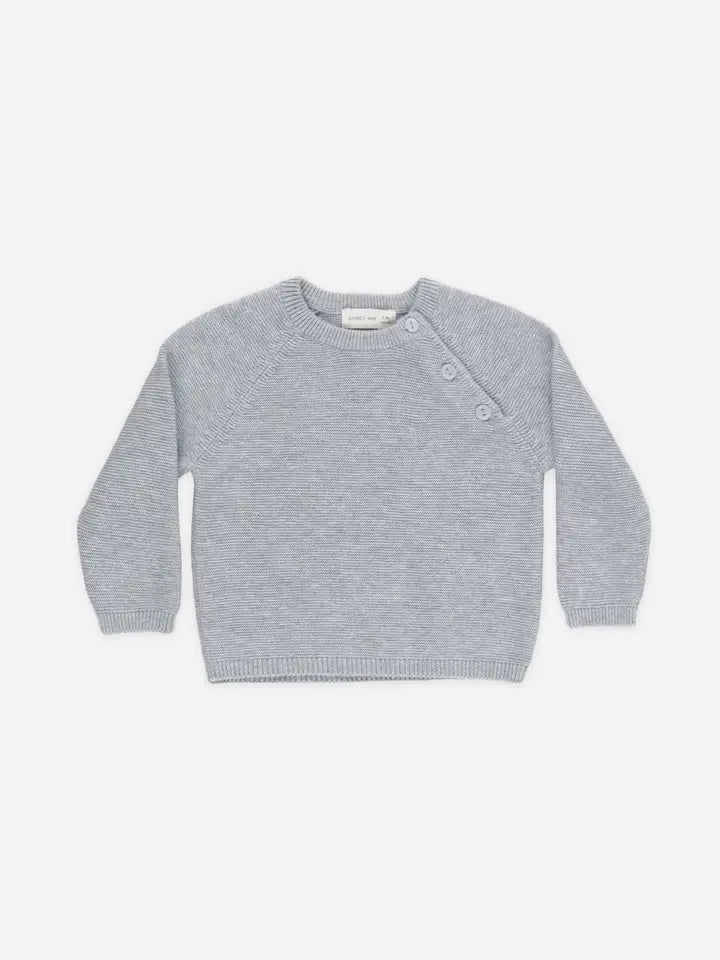 Quincy Mae - Bailey Knit Sweater in Heathered Dusty Blue